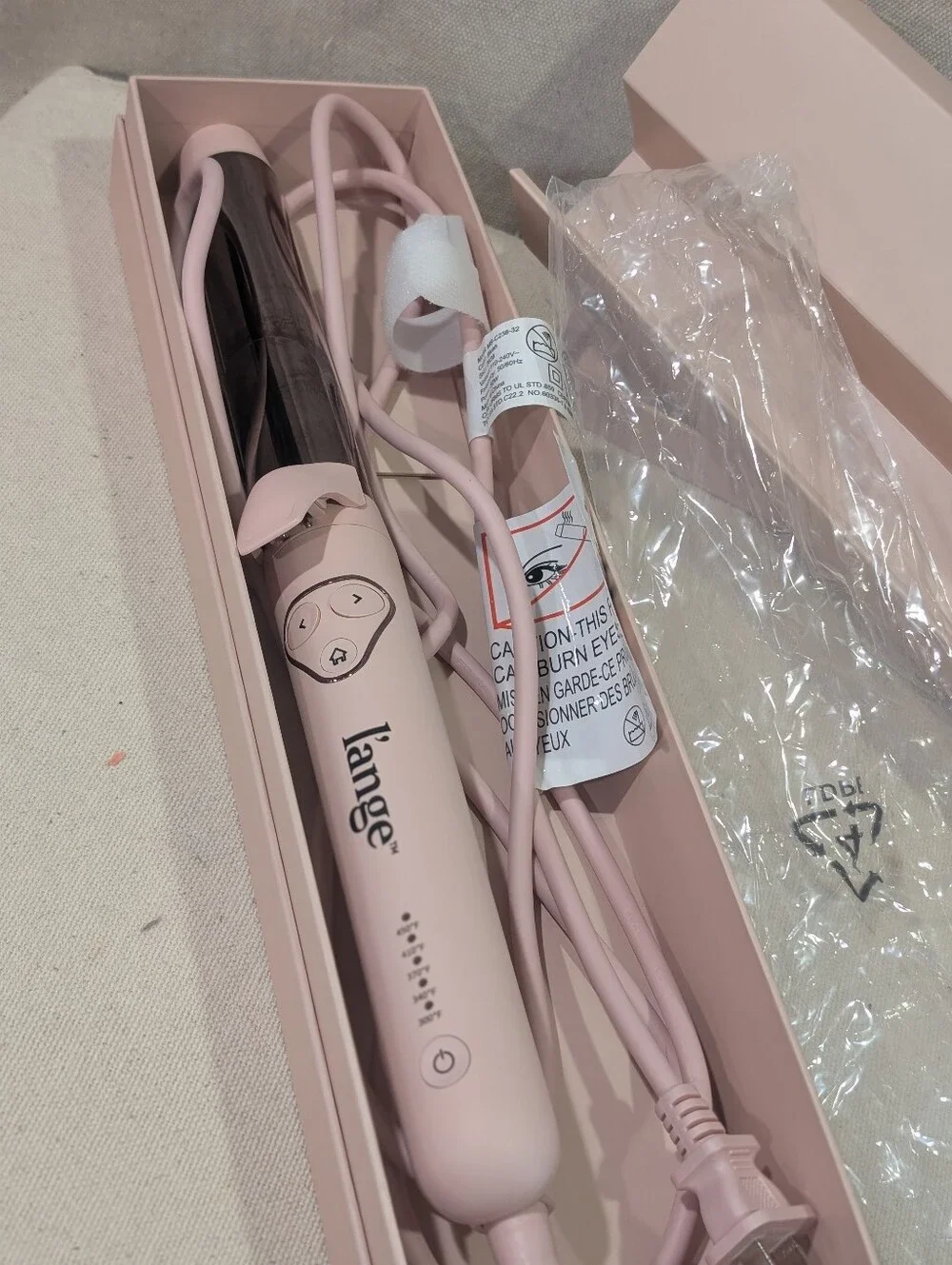 L'ange Le Pirouette 32MM Pink Titanium Rotating Curling Iron Blush Pink w/ Box
